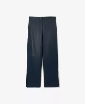 Брюки прямые широкие из искусственной кожи синие GLVR (S)