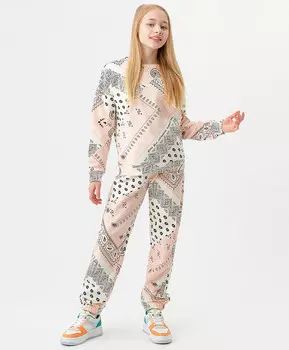 Брюки розовые с принтом Button Blue (164)