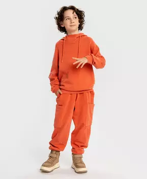 Брюки с четырьмя карманами и поясом на резинке оранжевые детские Button Blue