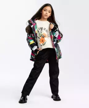 Брюки с флисовой подкладкой черные Button Blue (140)