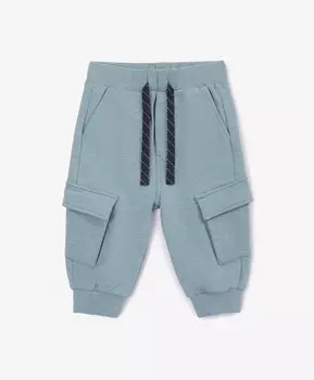 Брюки с карго-карманами трикотажные голубые для мальчика Gulliver (92-52)