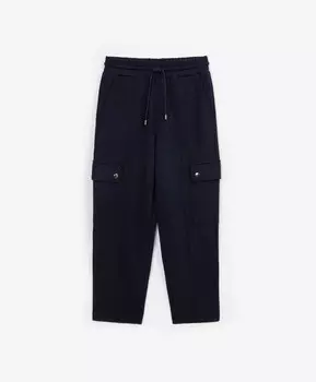 Брюки с карманами карго из джерси синие для мальчика Gulliver