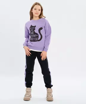 Брюки с лампасами черные Button Blue (134)