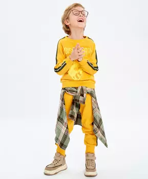 Брюки с лампасами желтые Button Blue