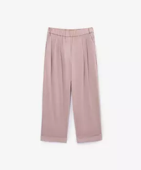 Брюки с поясом на резинке из экозамши розовые GLVR