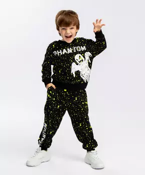 Брюки с принтом черные Button Blue (98)