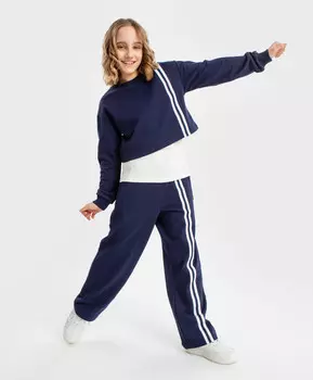 Брюки широкие с лампасами синие Button Blue (170)