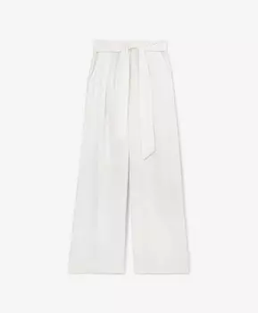 Брюки силуэта палаццо с поясом белый GLVR (XL)