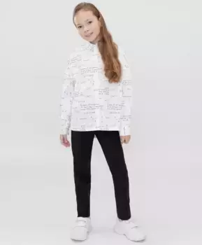 Брюки со стрелками черные из плотного трикотажа Button Blue (122)