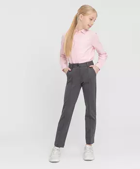 Брюки со стрелками серые из плотного трикотажа Button Blue (170)