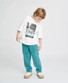 Брюки спортивные детские бирюзовые с потертостями Button Blue