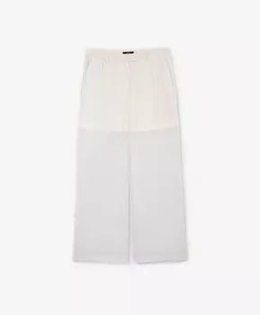 Брюки средней посадки из прозрачного вискозного крепа молочные GLVR