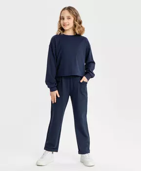 Брюки свободного кроя с накладными карманами синие Button Blue (170)