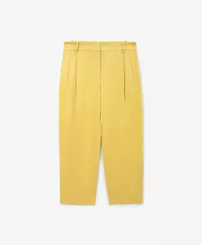 Брюки свободной формы с высокой посадкой из экозамши желтые GLVR (XL)