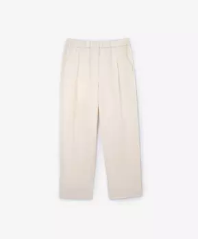 Брюки свободные с высокой посадкой из вискозной ткани с высоким содержанием льна и хлопка молочные GLVR