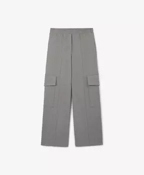 Брюки трикотажные прямой свободной формы с карманами-карго серые GLVR