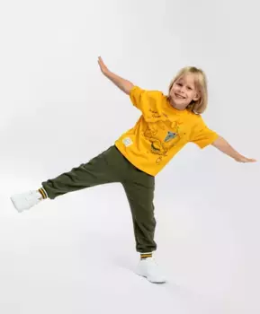 Брюки трикотажные с начесом цвета хаки Button Blue (98)