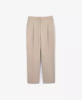 Брюки трикотажные с высокой посадкой зауженные к низу бежевые GLVR (XS)