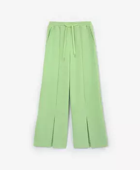Брюки трикотажные силуэта палаццо салатовые GLVR (XL)