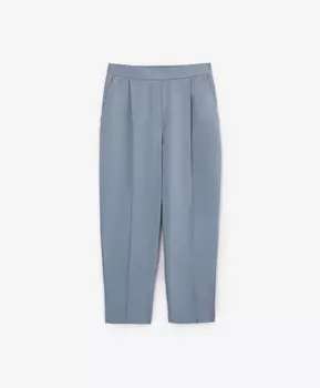 Брюки трикотажные укороченные с поясом на резинке голубые GLVR