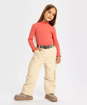 Брюки утепленные демисезонные непромокаемые с утяжкой по низу бежевые для девочки Button Blue (104)