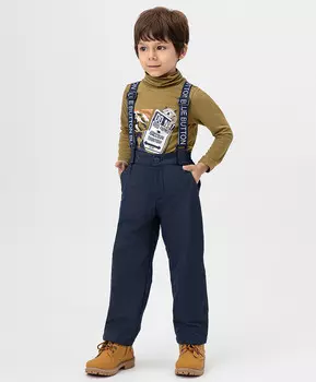 Брюки утепленные демисезонные с подтяжками синие Button Blue (98)