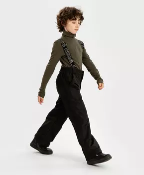 Брюки утепленные демисезонные со съемными бретелями черные детские Button Blue (110)