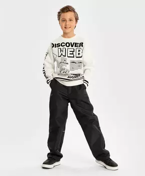 Брюки утепленные демисезонные со светоотражающими элементами черные детские Button Blue