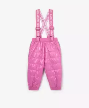 Брюки утепленные с эластичными лямками розовые Gulliver (80)