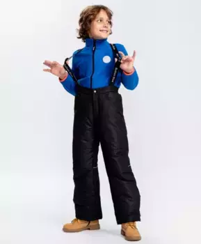 Брюки утепленные с подтяжками черные Button Blue (158)