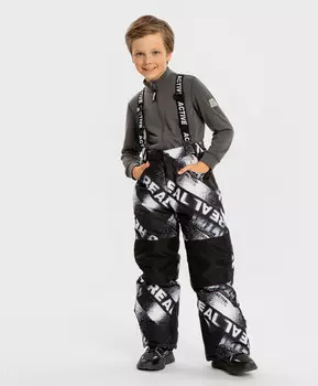 Брюки утепленные зимние на подтяжках непромокаемые мультицвет для мальчика Button Blue