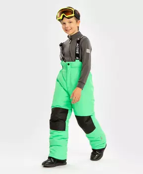 Брюки утепленные зимние на подтяжках непромокаемые зеленые детские Button Blue (152)