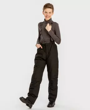 Брюки утепленные зимние со съемными бретелями черные детские Button Blue