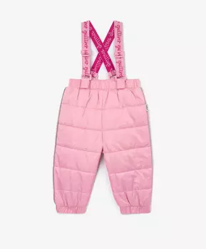 Брюки утеплённые плащевые розовые для девочки Gulliver