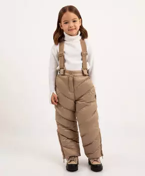 Брюки утеплённые зимние плащевые бежевые для девочки Roberto Moretti