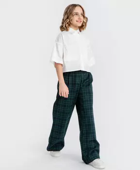Брюки в клетку с защипами Button Blue (170)