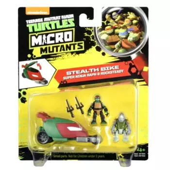 Черепашки Ниндзя Мотоцикл Стелз с фигурками Рафа и Рокстеди MICRO