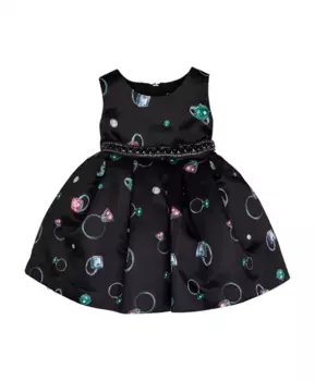 Черное нарядное платье с орнаментом Gulliver (80)