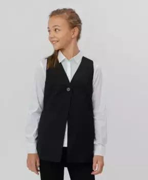 Черный удлиненный жилет Button Blue (146)