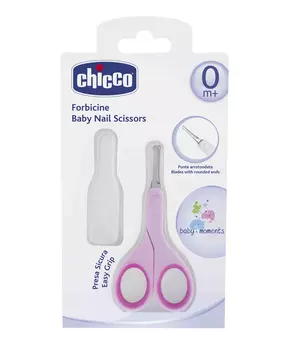 Chicco Ножницы детские из нержавеющей стали с закругленными концами, цвет розовый