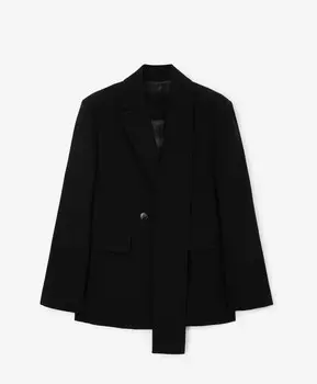 Двубортный пиджак с асимметричными лацканами черный GLVR (S)