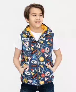 Двухсторонний жилет с капюшоном Button Blue (98)