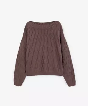 Джемпер оверсайз из 100% льна с крупным сетчатым переплетением коричневый GLVR