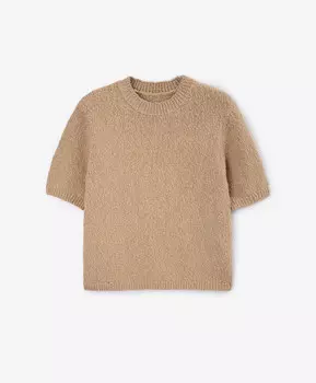 Джемпер с коротким рукавом из фактурной буклированной пряжи бежевый GLVR