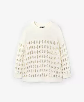 Джемпер силуэта оверсайз с крупной сетчатой структурой белый GLVR (XL)