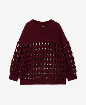 Джемпер силуэта оверсайз с крупной сетчатой структурой бордовый GLVR (XL)