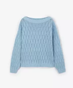 Джемпер силуэта оверсайз с крупным сетчатым переплетением голубой GLVR (XL)
