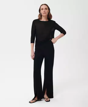 Джемпер тонкий вязаный полуприлегающего силуэта с рукавами 3/4 черный GLVR (XL)