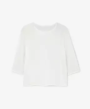 Джемпер тонкий вязаный полуприлегающего силуэта с рукавами 3/4 белый GLVR (XL)