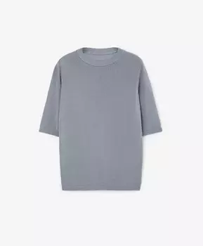 Джемпер вязаный из пряжи с добавлением шелка голубой GLVR